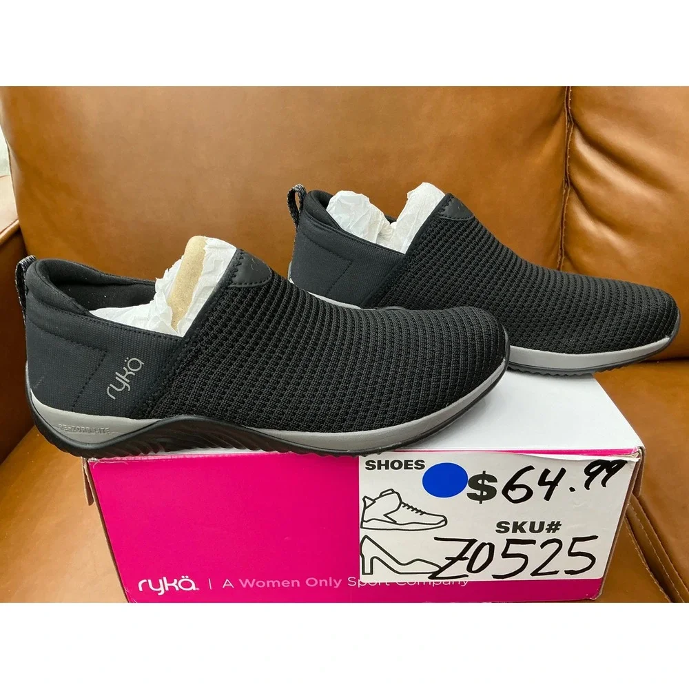 Ryka Echo Unwind Trail Slip-On Sneakers Womens 9 Black Excellent‎ Knit Walking